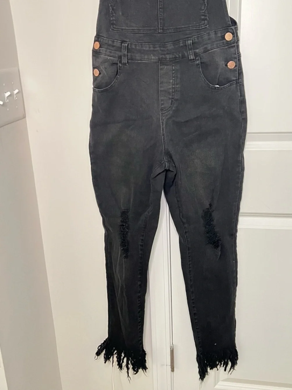 Toast Jeans Women’s Sz S Distressed Overall Jumpsuit Denim Soft Stretch Outdoor